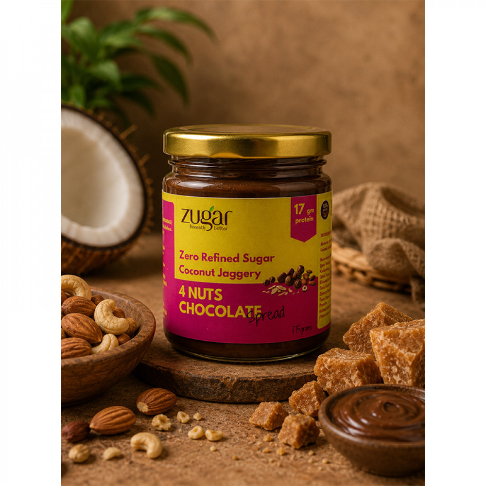 Image of Zugar 4 Nut Chocolate Spread 175g – No Refined Sugar, Family Size