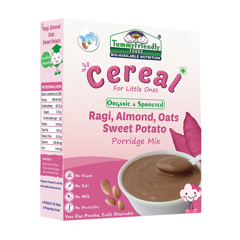 TummyFriendly Foods Sprouted Ragi Almond Oats Sweet Potato Porridge Mix Stage-3 - 200 Gm