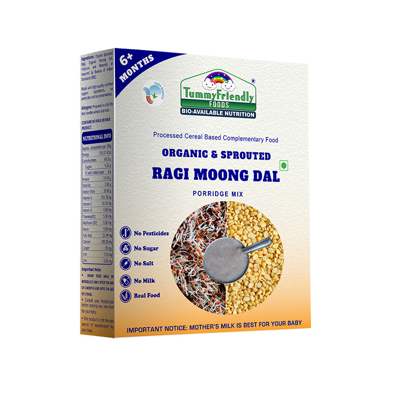 TummyFriendly Foods Sprouted Ragi Moong Dal Porridge Mix Stage-2 - 200 Gm