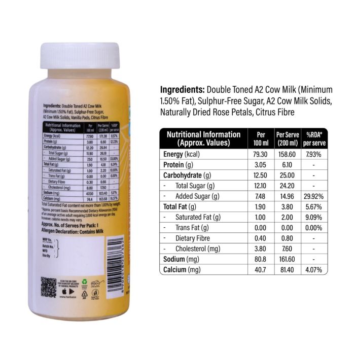 Hari Bol A2 Flavoured Milk Vanilla - 220 Ml