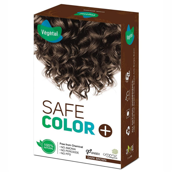 Safe Color Plus Vegetal Safe Hair Color - Dark Brown 100gm - Certified Organic Chemical ...