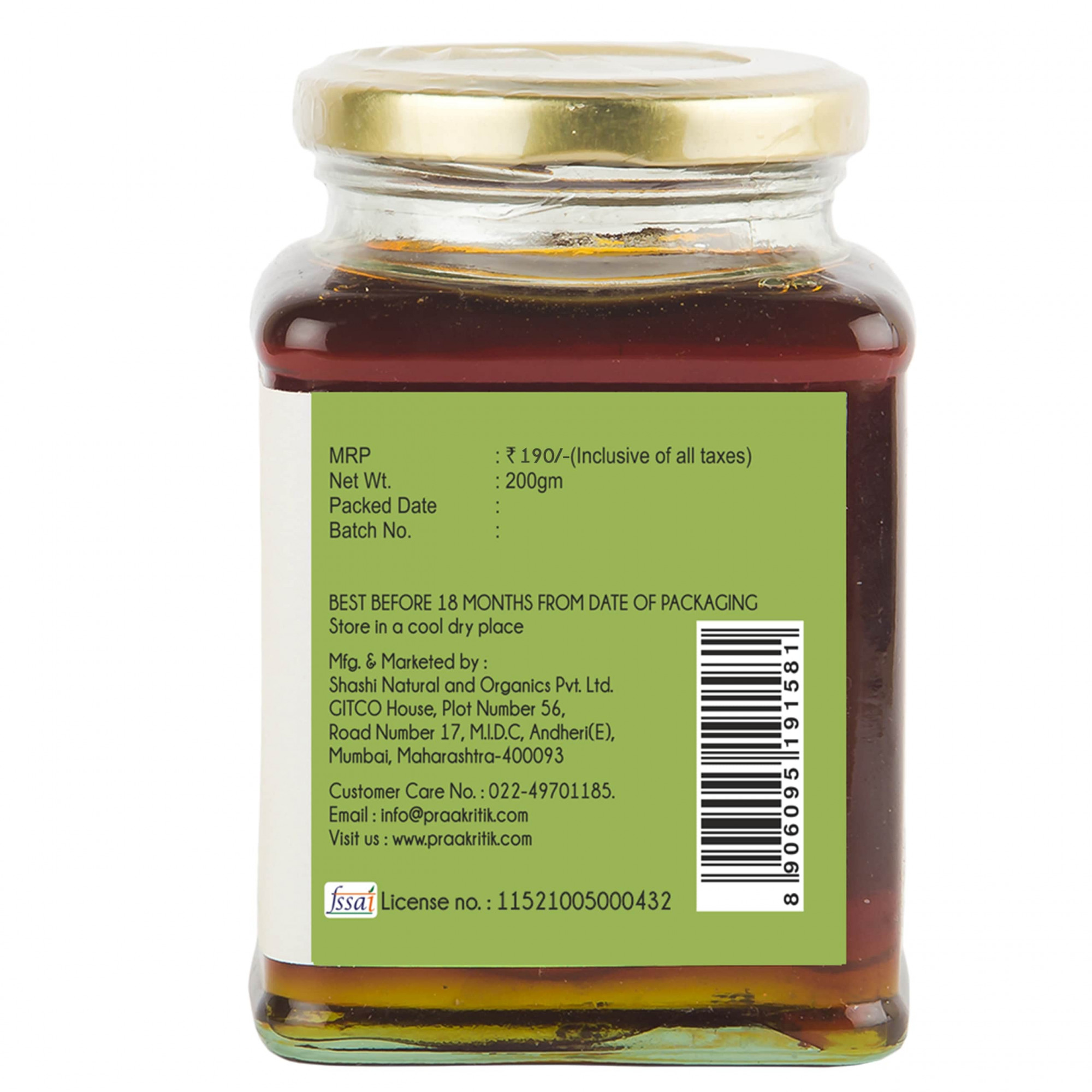Praakritik Organic Wild Forest Honey Organic Produce of Wild Honey Bee of Forest Raw Unprocessed Unheated No Artificial Color 200Gm
