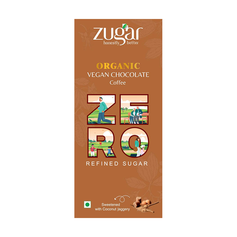 Zugar 55 Dark Chocolate Coffee 45g Vegan Zero Refined Sugar