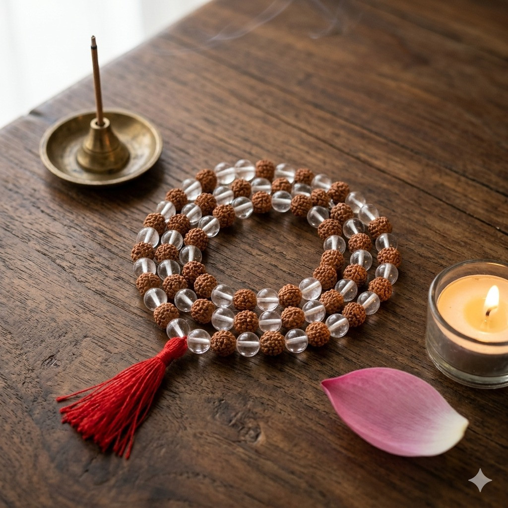 Rudraksh Sphatik Mala8 MM - 1081Beads