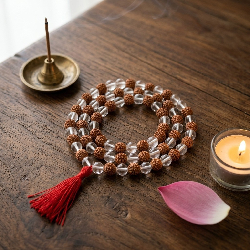 Rudraksh Sphatik Mala8 MM - 1081Beads
