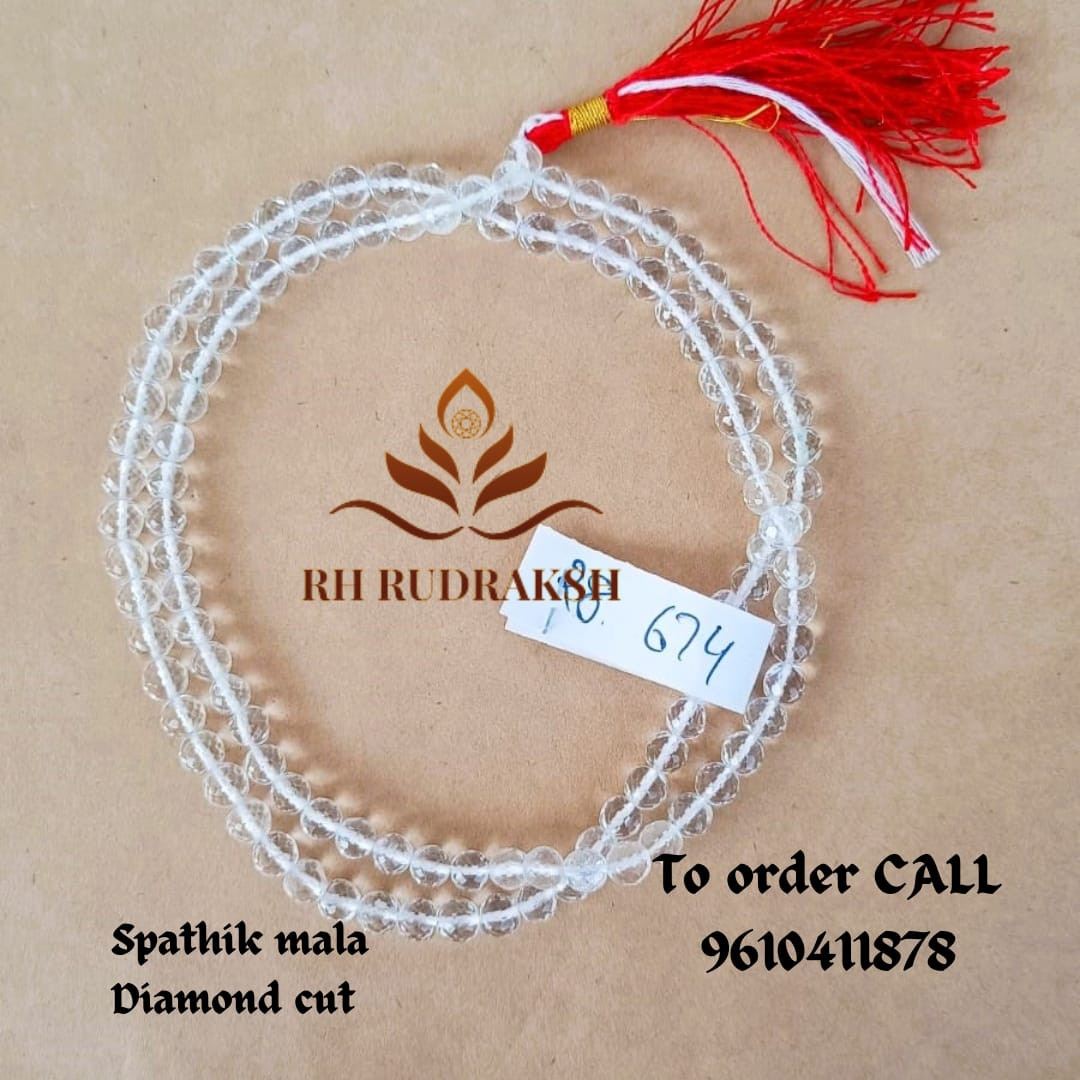 Sphatik Mala Diamond Cut Beads 6 MM - 108 1Beads Super Fine Quality