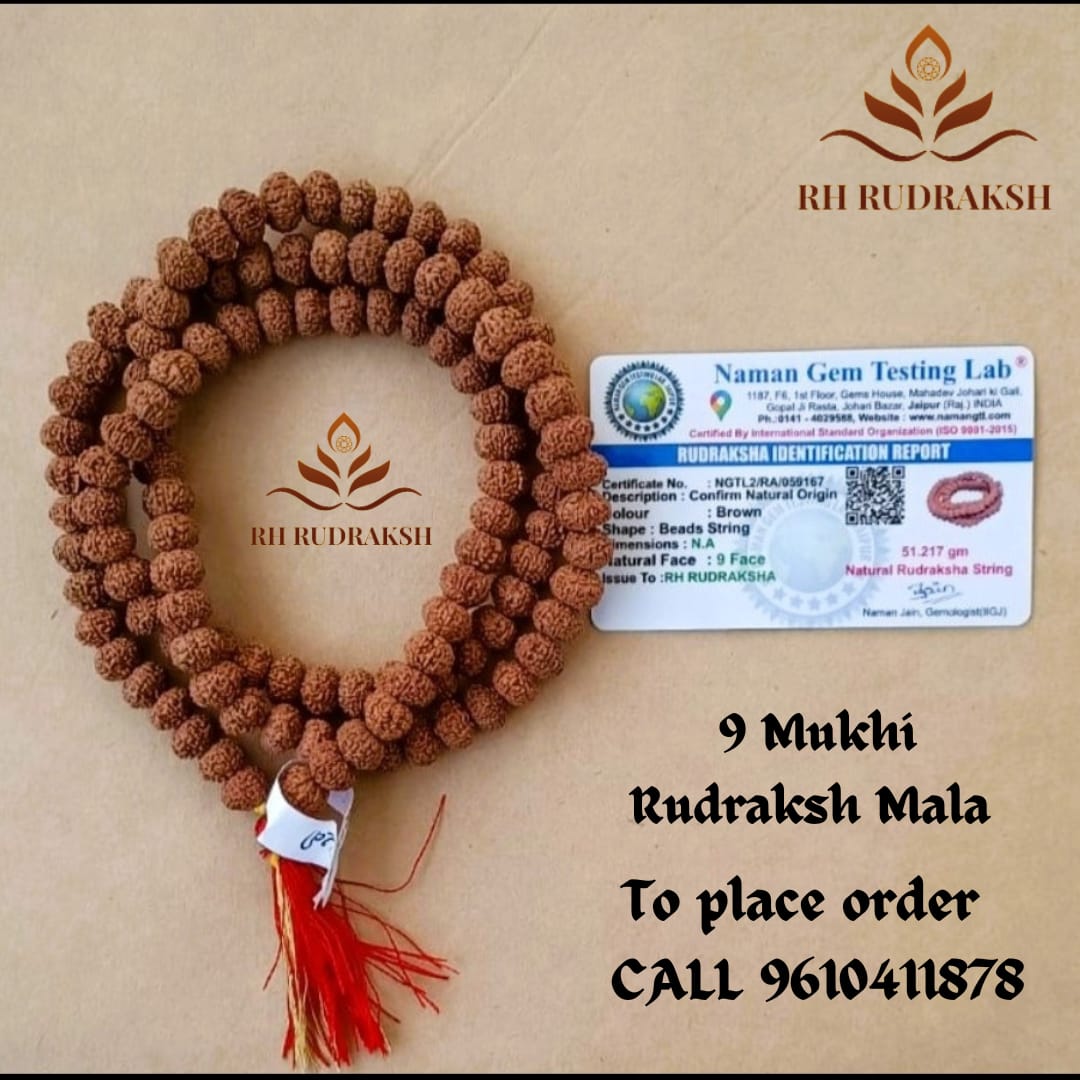 9 Mukhi Rudraksh Mala 10MM