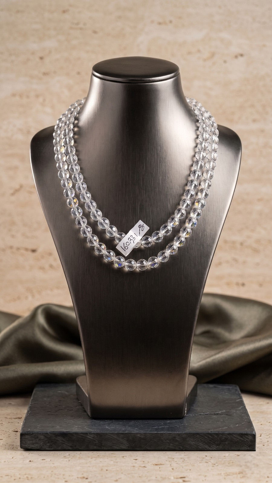 Sphatik Mala Round Beads- Diamond Cut - 10MM Approx