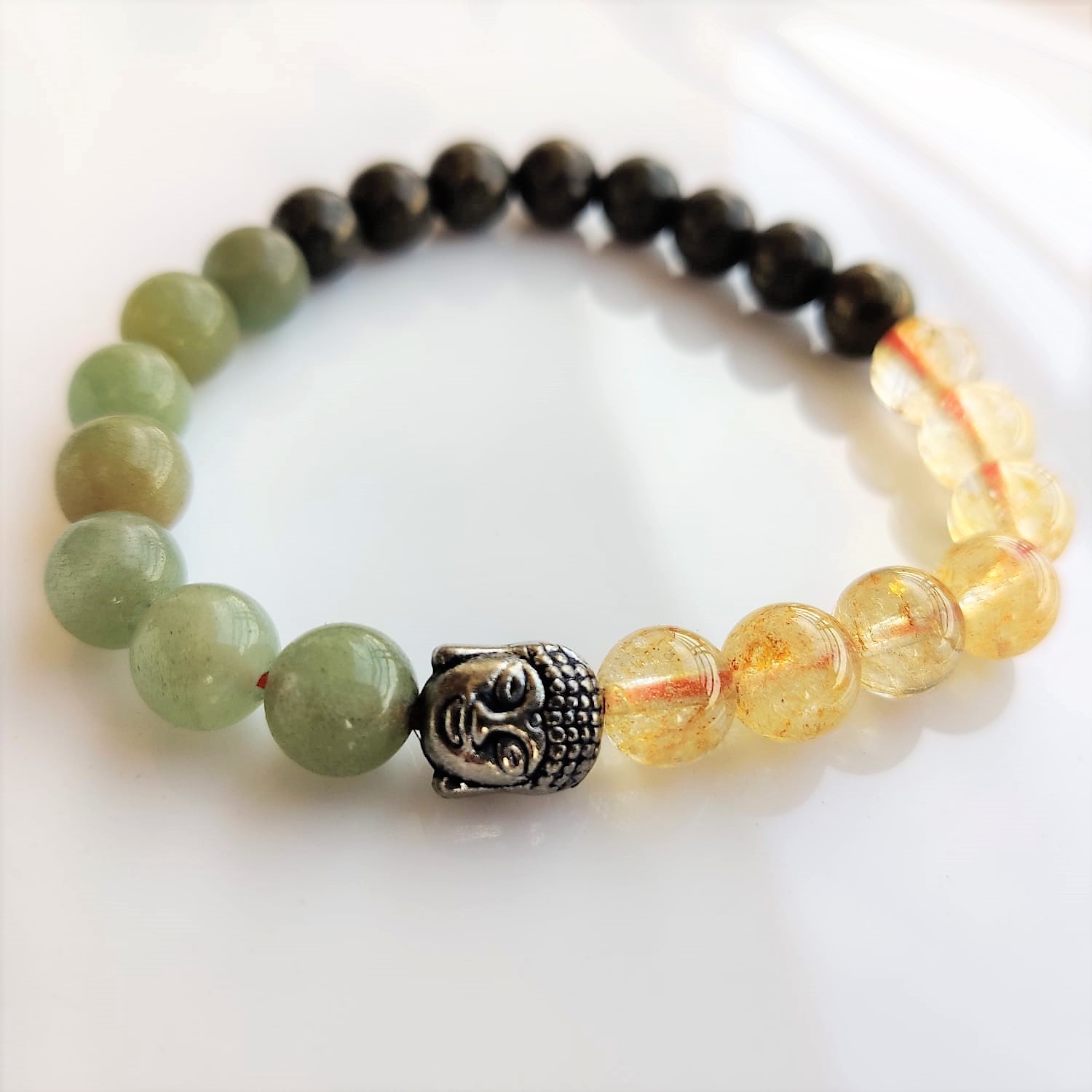 WEALTH CREATOR STONE BRACELET - Golden Pyrite Yellow Citrine Green Aventurine