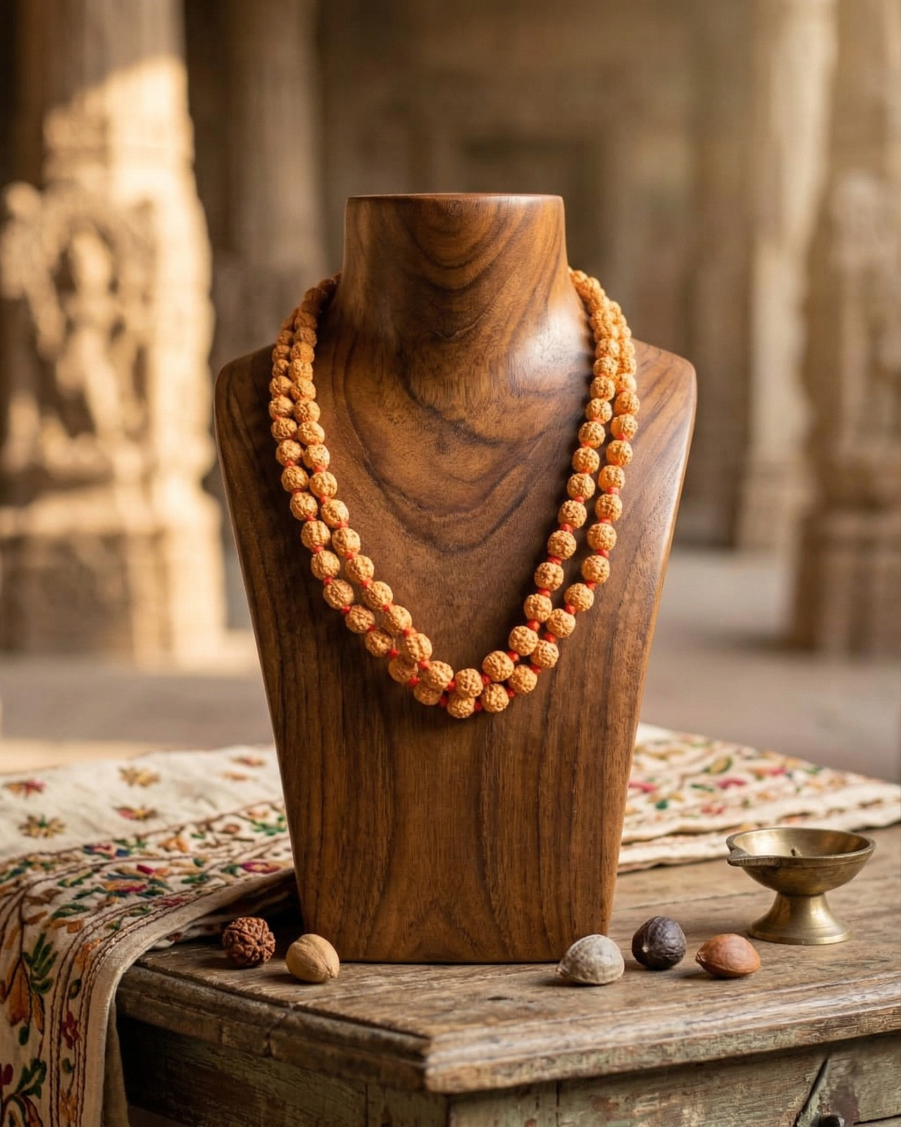 5 Mukhi Pathri Dana Premium Quality Rudraksh Mala 10 MM - 1081 Beads