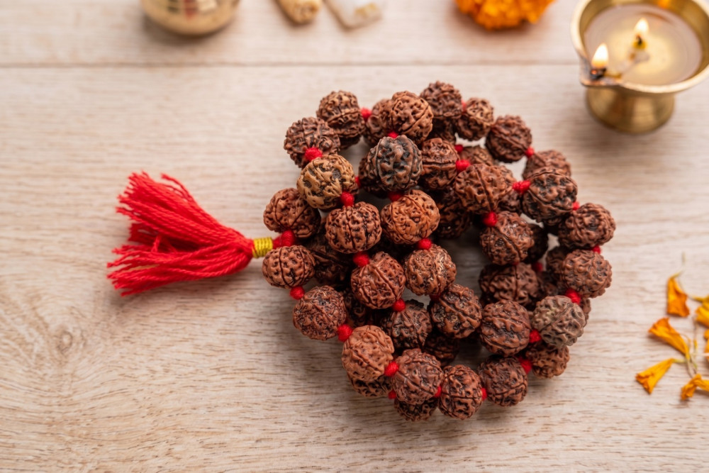 Image of 6  Mukhi Nepali Rudraksh Mala (Size-15 - 16MM Approx) (54+1) Beads