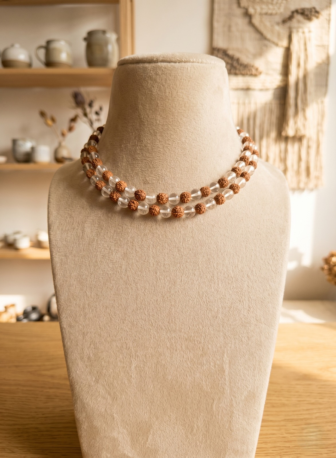 Rudraksh Sphatik Mala8 MM - 1081Beads