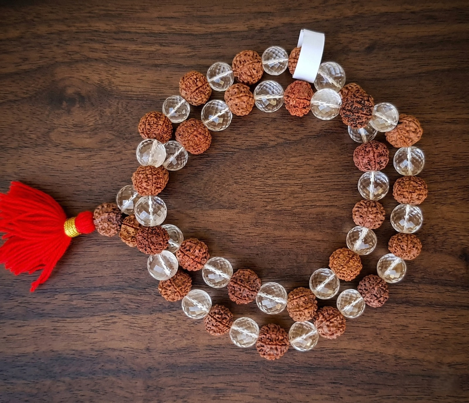 7 Mukhi Nepali Rudraksh Sphatik Mala 541 Bead14 - 145 MM Approx