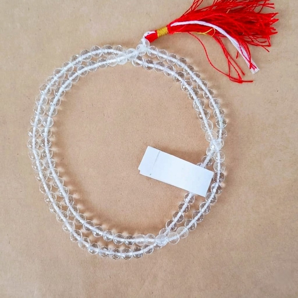 Sphatik Mala Diamond Cut Beads 6 MM - 108 1Beads Super Fine Quality