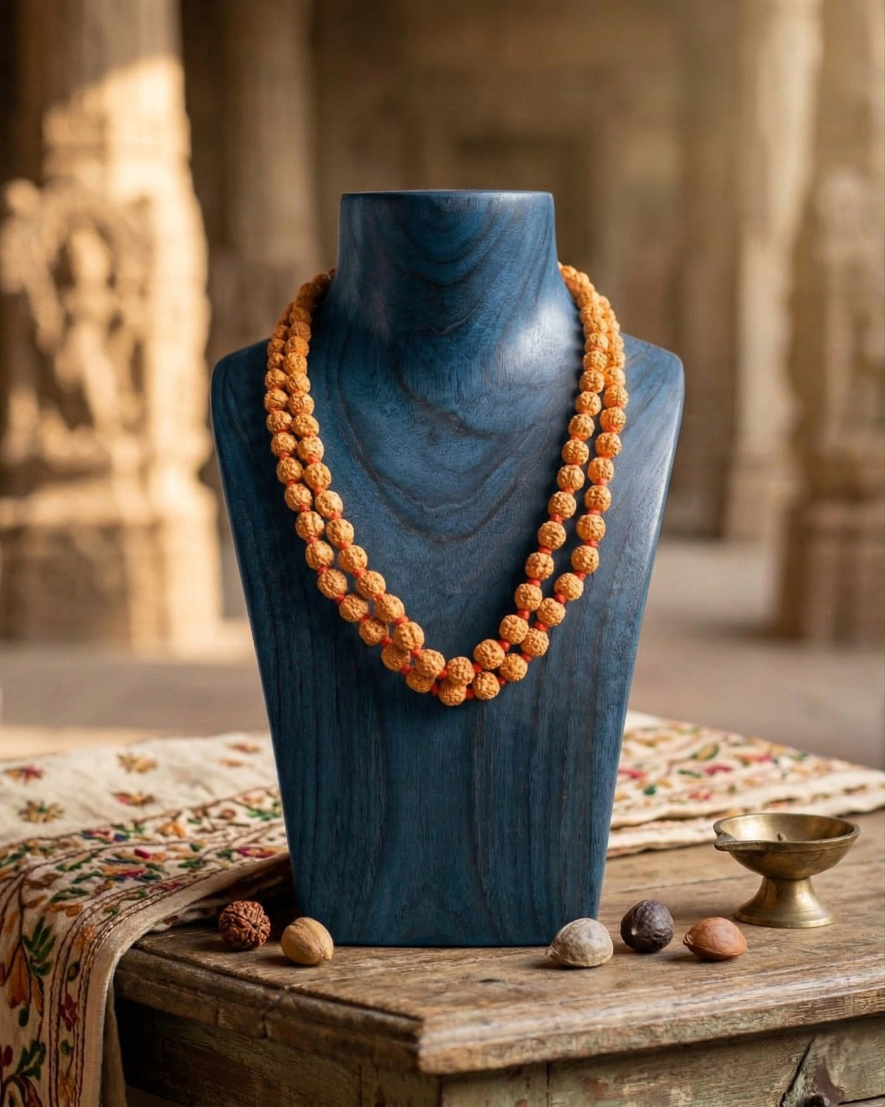 5 Mukhi Pathri Dana Premium Quality Rudraksh Mala 10 MM - 1081 Beads