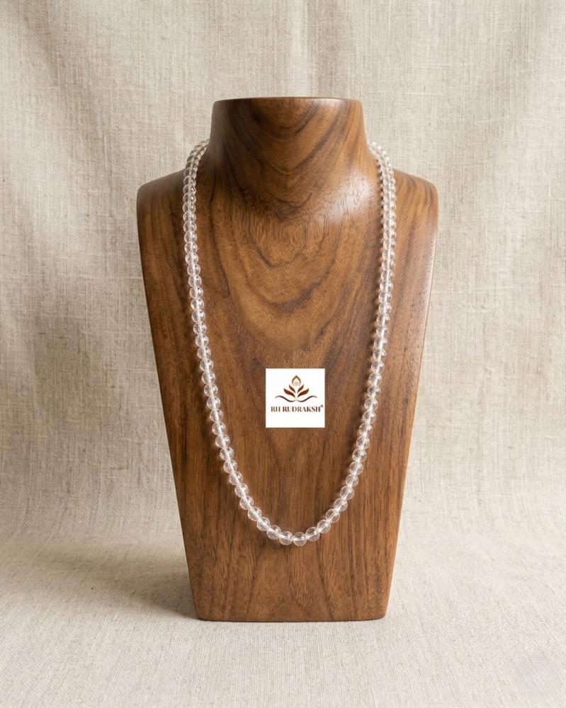 Image of Sphatik Mala (Round Beads- Diamond Cut - 9MM Approx. 108+1 Beads)