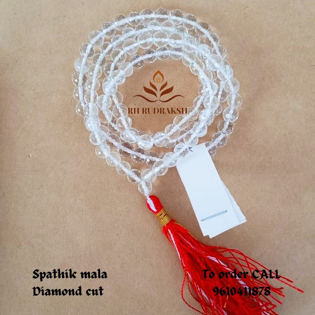 Sphatik Mala Diamond Cut Beads 6 MM - 108 1Beads Super Fine Quality