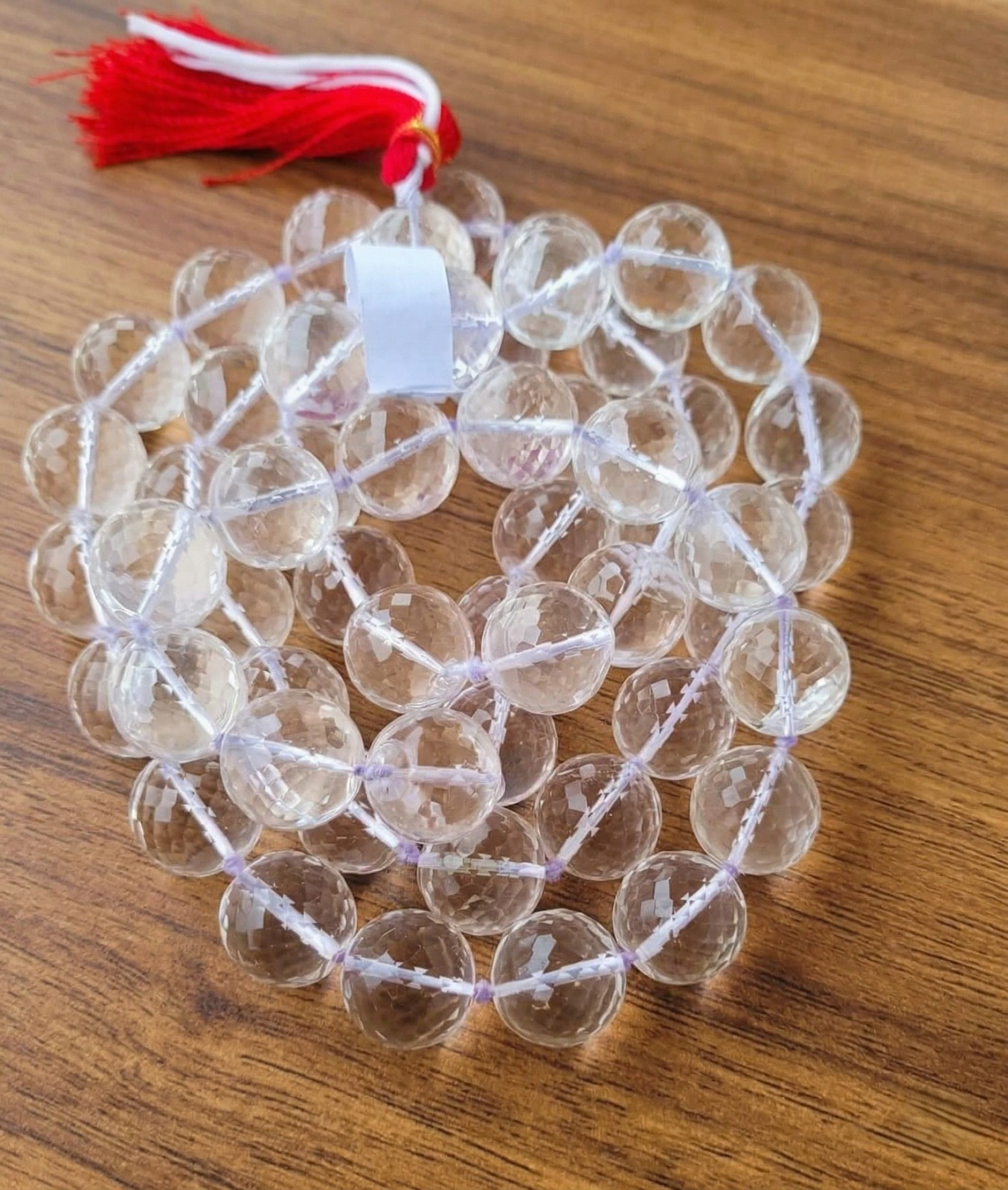 Sphatik Mala Round Beads- Diamond Cut  18MM - 541 Beads Super Fine Quality