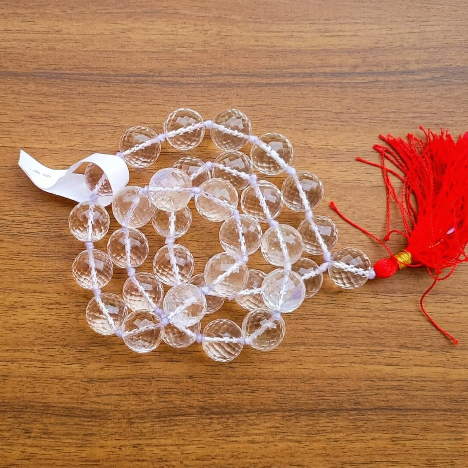 Sphatik Mala Round Beads- Diamond Cut - 20MM Approx 321 Beads