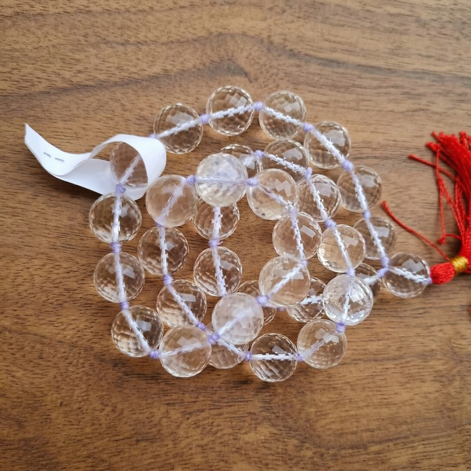 Sphatik Mala Round Beads- Diamond Cut - 20MM Approx 321 Beads