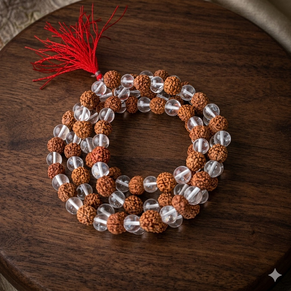 Rudraksh Sphatik Mala8 MM - 1081Beads