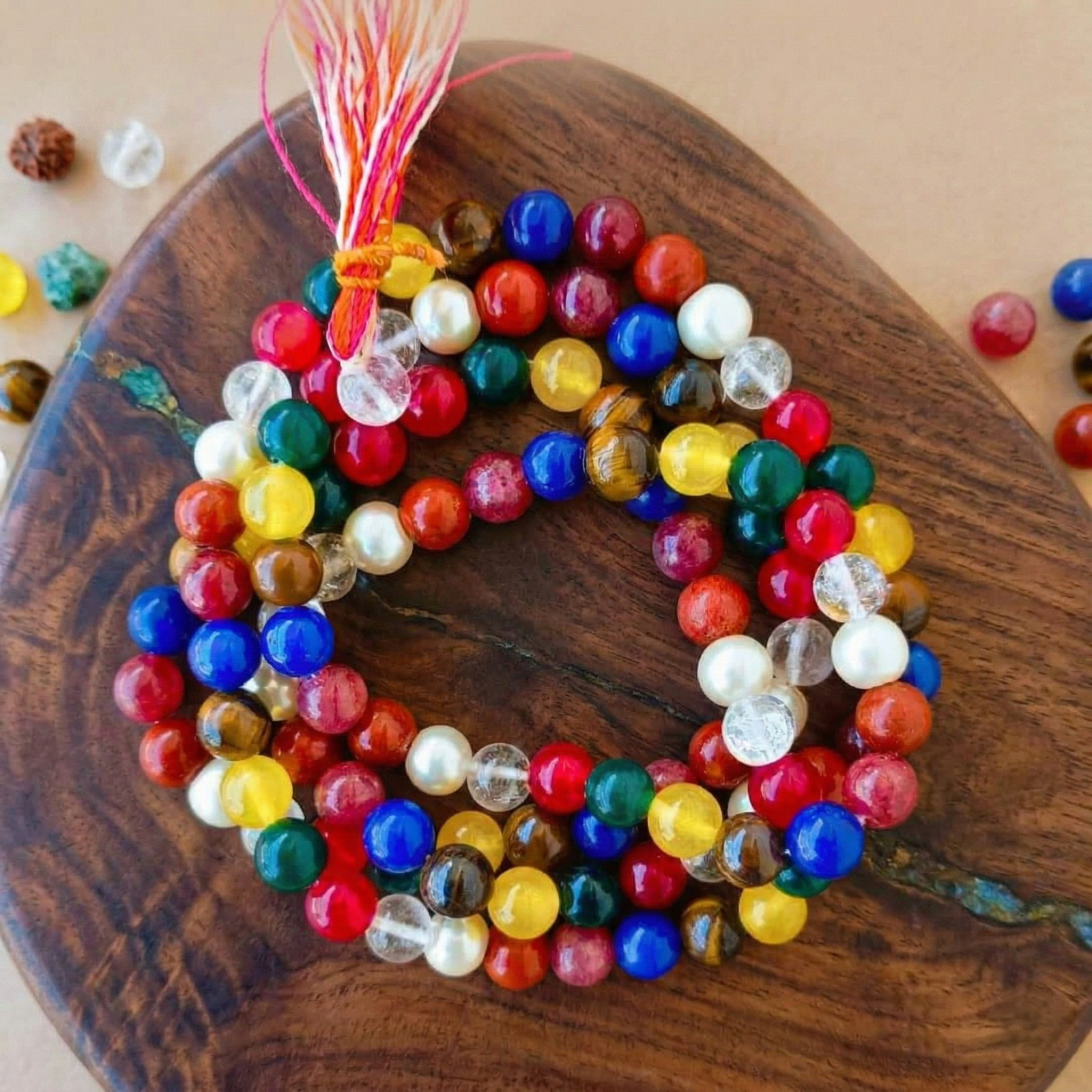 Navratan Stones Mala - 8MM 108 Beads