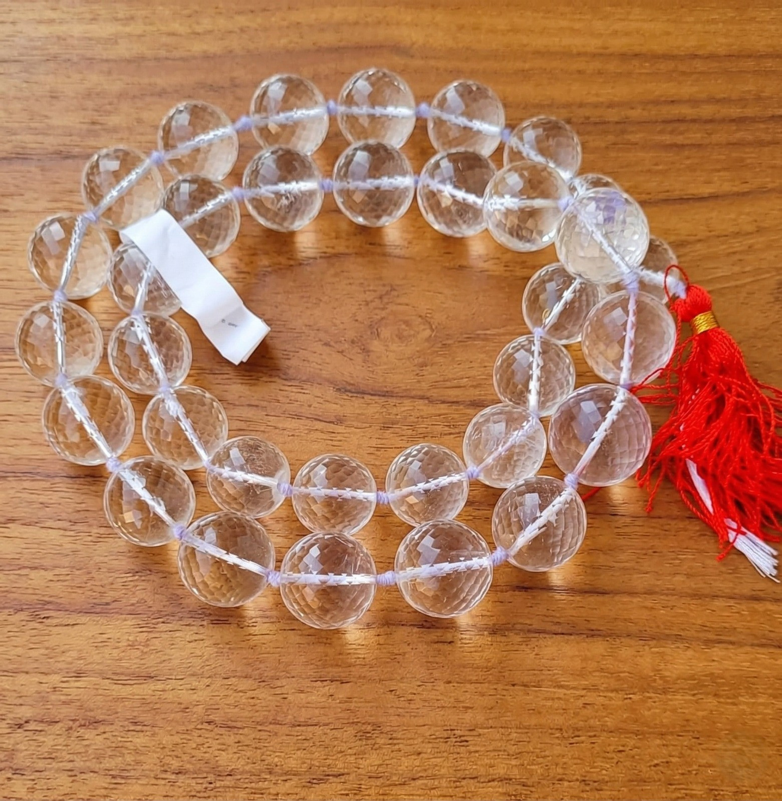 Sphatik Mala Round Beads- Diamond Cut 23 MM - 331 Beads Super Fine Quality