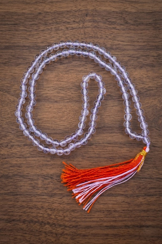 Image of Sphatik Mala (Round Beads) 6 - 6.5MM - 108 +1Beads Super Fine Quality