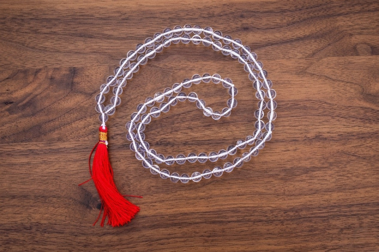 Sphatik  Mala Round Beads 8 MM - 108 1  Beads Super Fine Quality