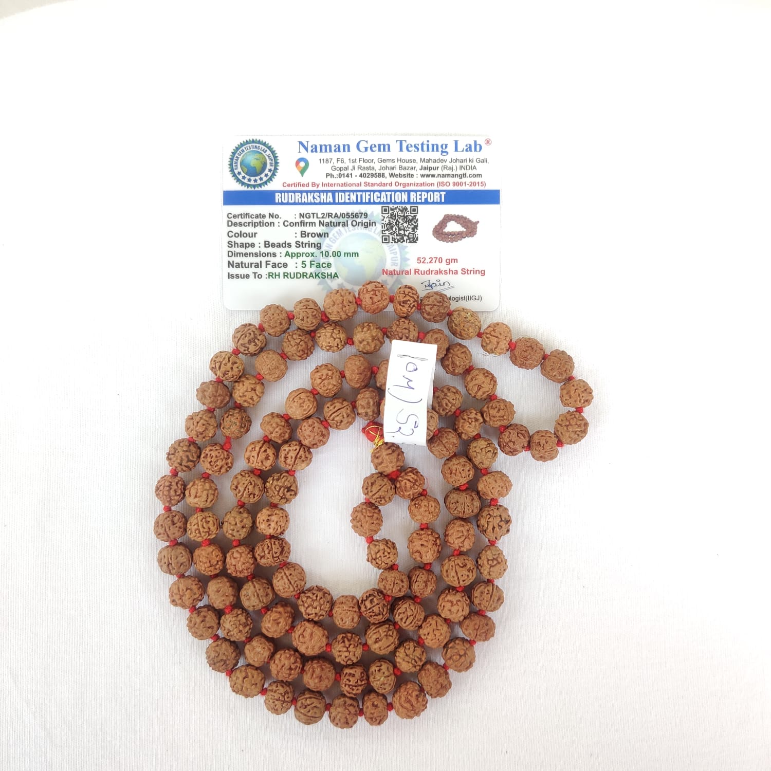 5 Mukhi Rudraksh Mala 10 MM - 1081 Beads