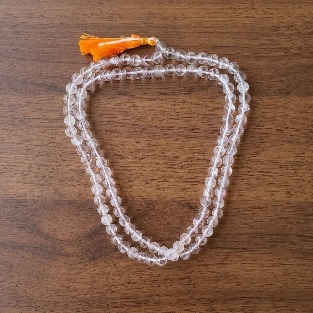 Image of Sphatik Mala (Round Beads- A Class) 8MM - 108+1 Beads.