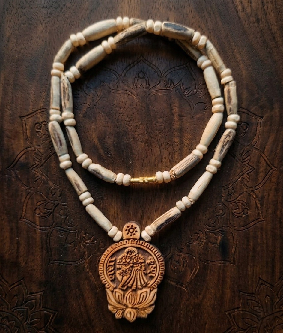 Tulsi Mala - With RADHA KRISHNA Pendant with  LOTUS
