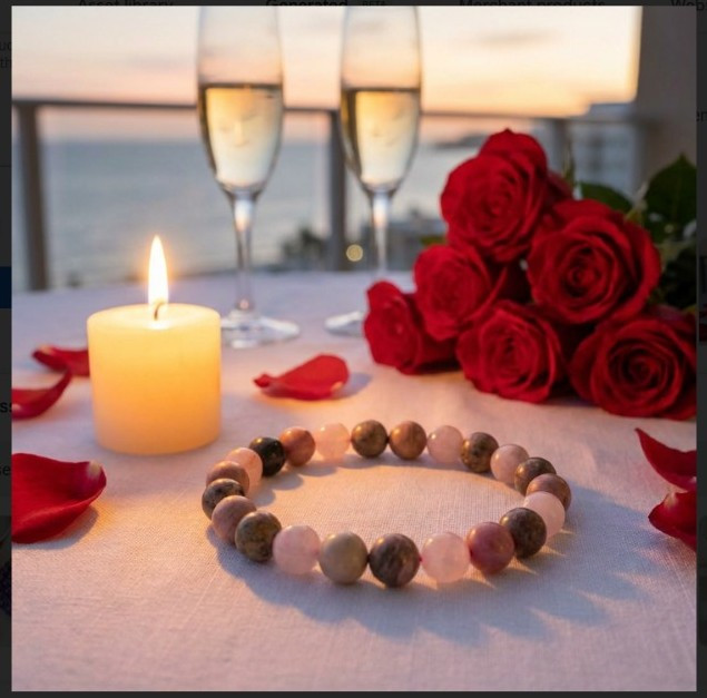 Combination of - Rosequartz Rhodonite Rhodocorsite Stone Bracelet