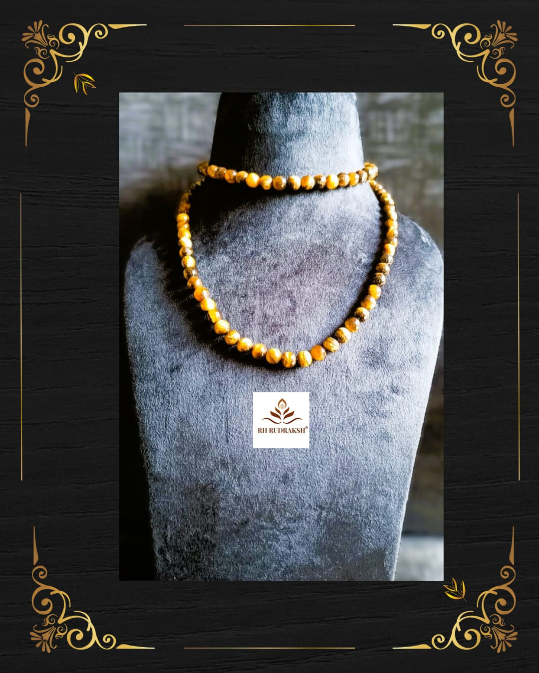 Tiger Eye Stone Mala Diamond Cut