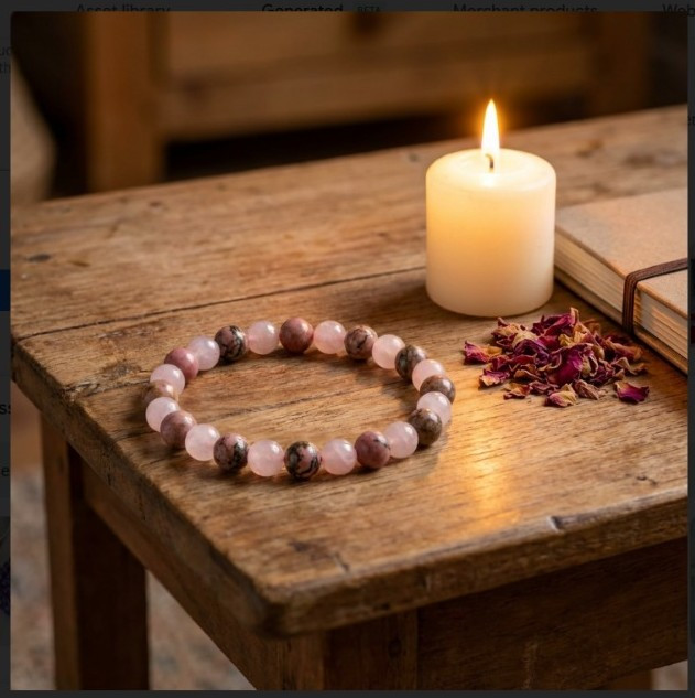 Combination of - Rosequartz Rhodonite  Rhodocorsite Stone Bracelet