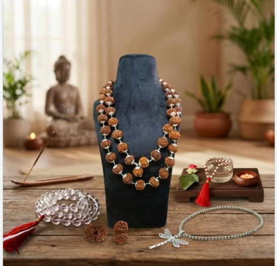 7 Mukhi Nepali Rudraksh Mala  With Silver Capping 541 Beads 19-20MM Approx