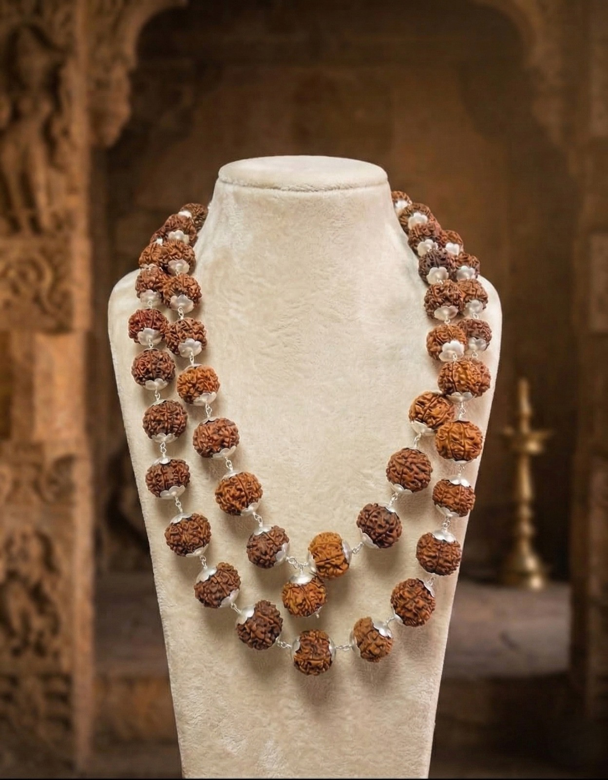 7 Mukhi Nepali Rudraksh Mala  With Silver Capping 541 Beads 19-20MM Approx