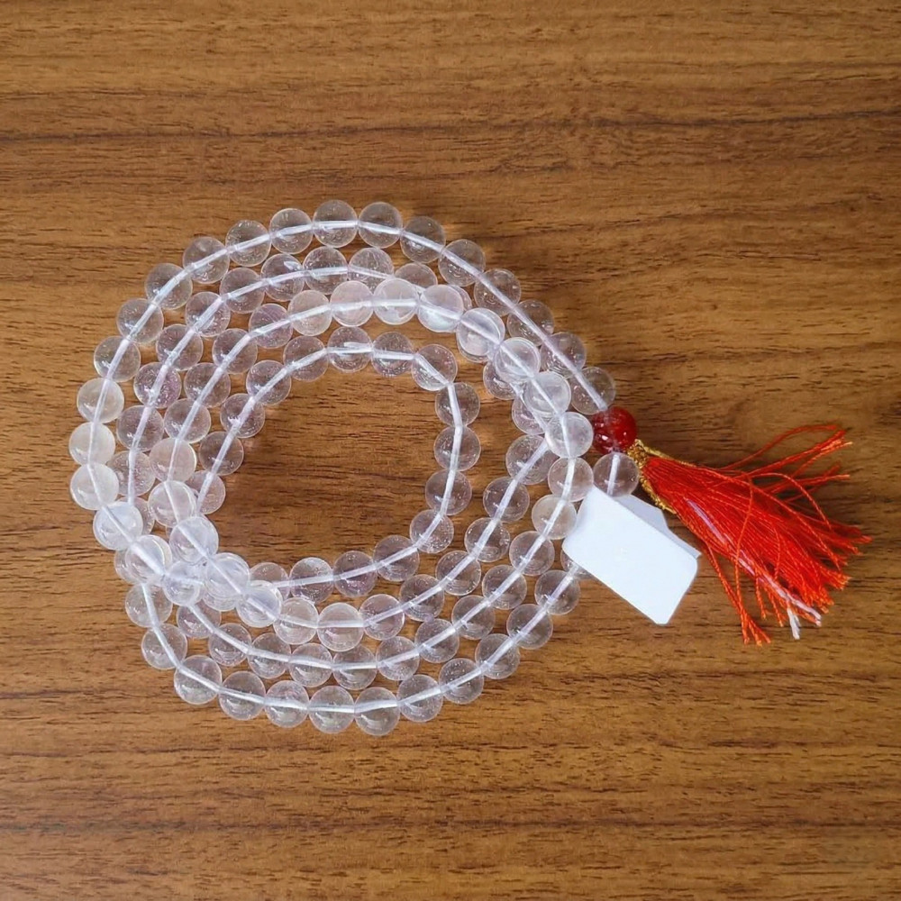 Image of Sphatik Mala (Round Beads- Super Fine Quality) 10 MM - 108+1 Beads.