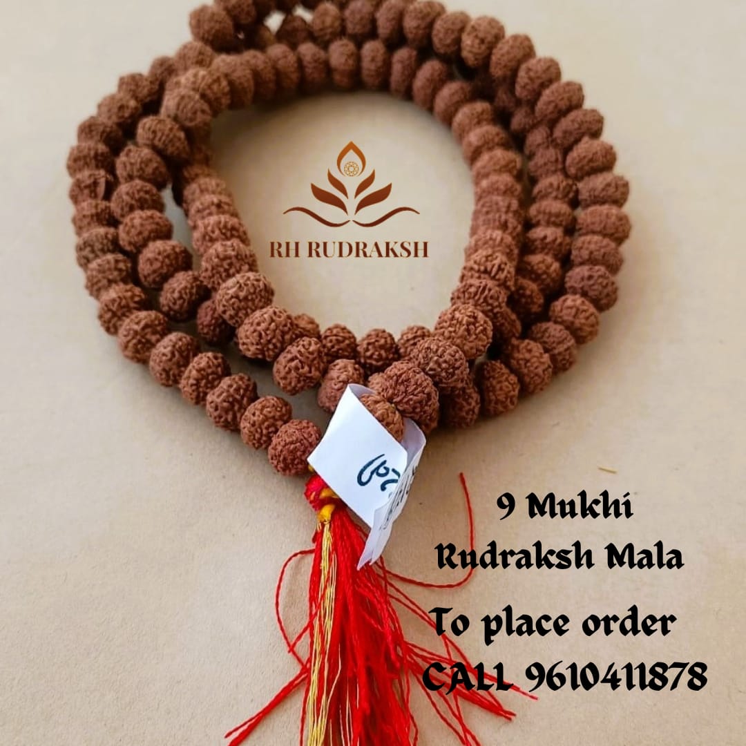 9 Mukhi Rudraksh Mala 10MM