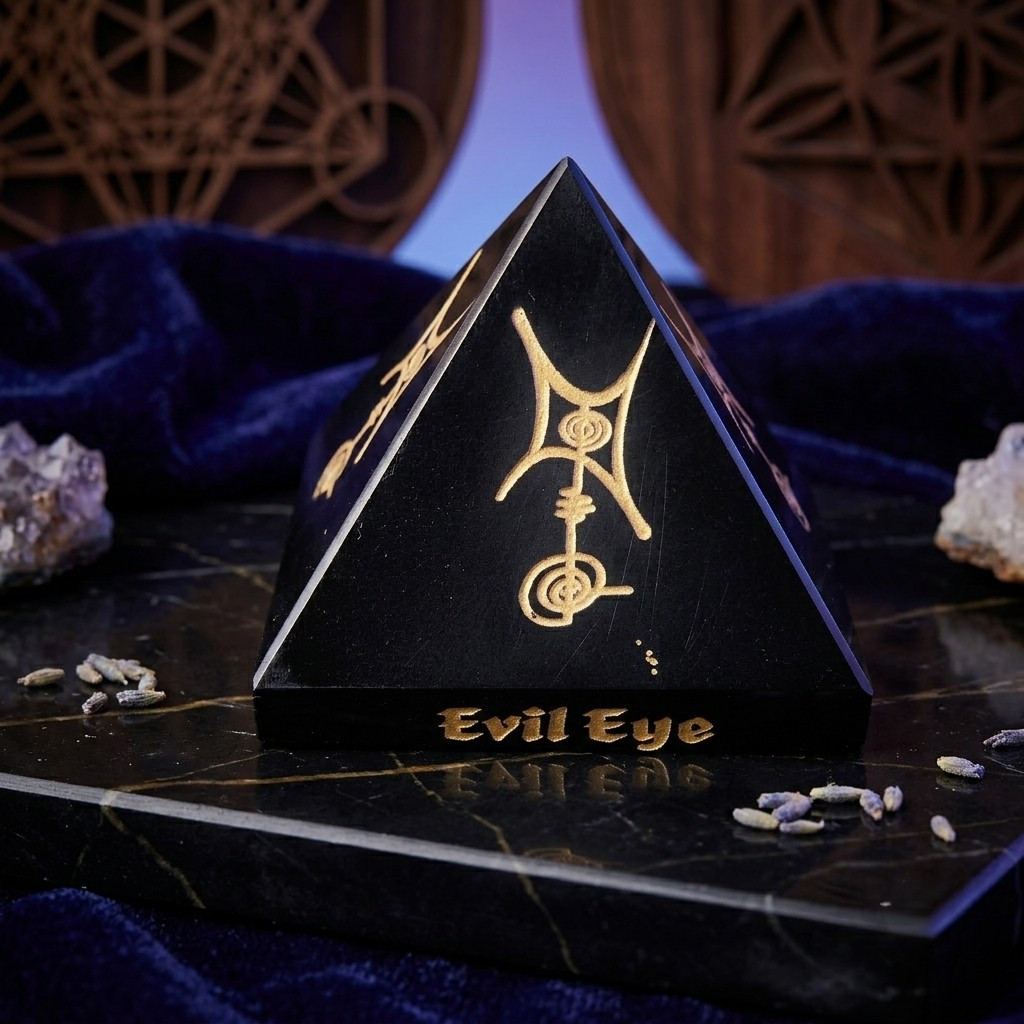 Black Tourmaline EVIL EYE PROTECTION PYRAMID
