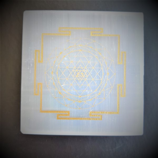 Image of Crystal Selenite Engraved Positive Chakra Plate