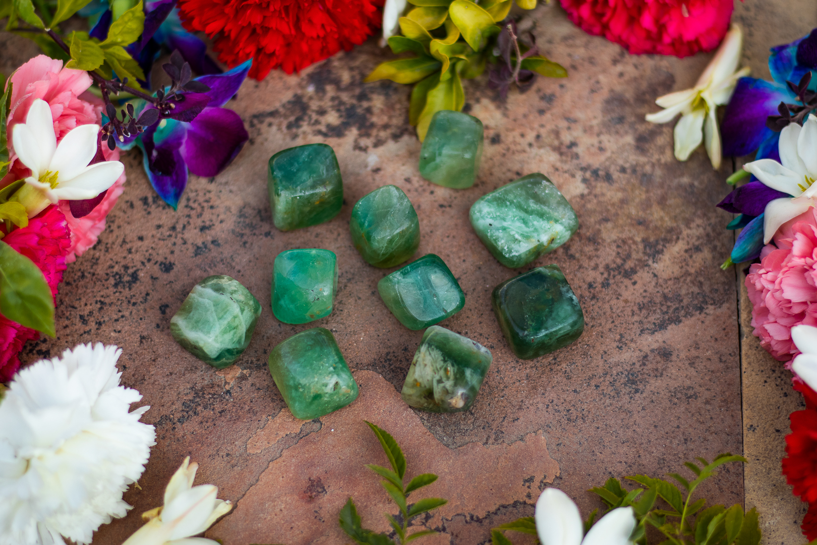 Green Fluorite Tumbles Pack of 100 Grams