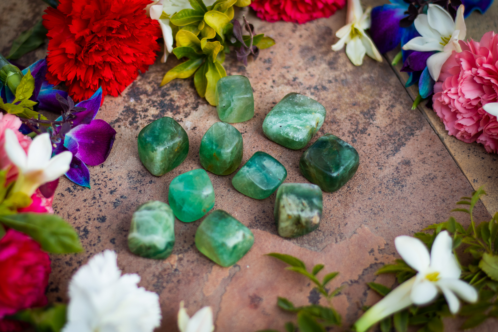 Green Fluorite Tumbles Pack of 100 Grams