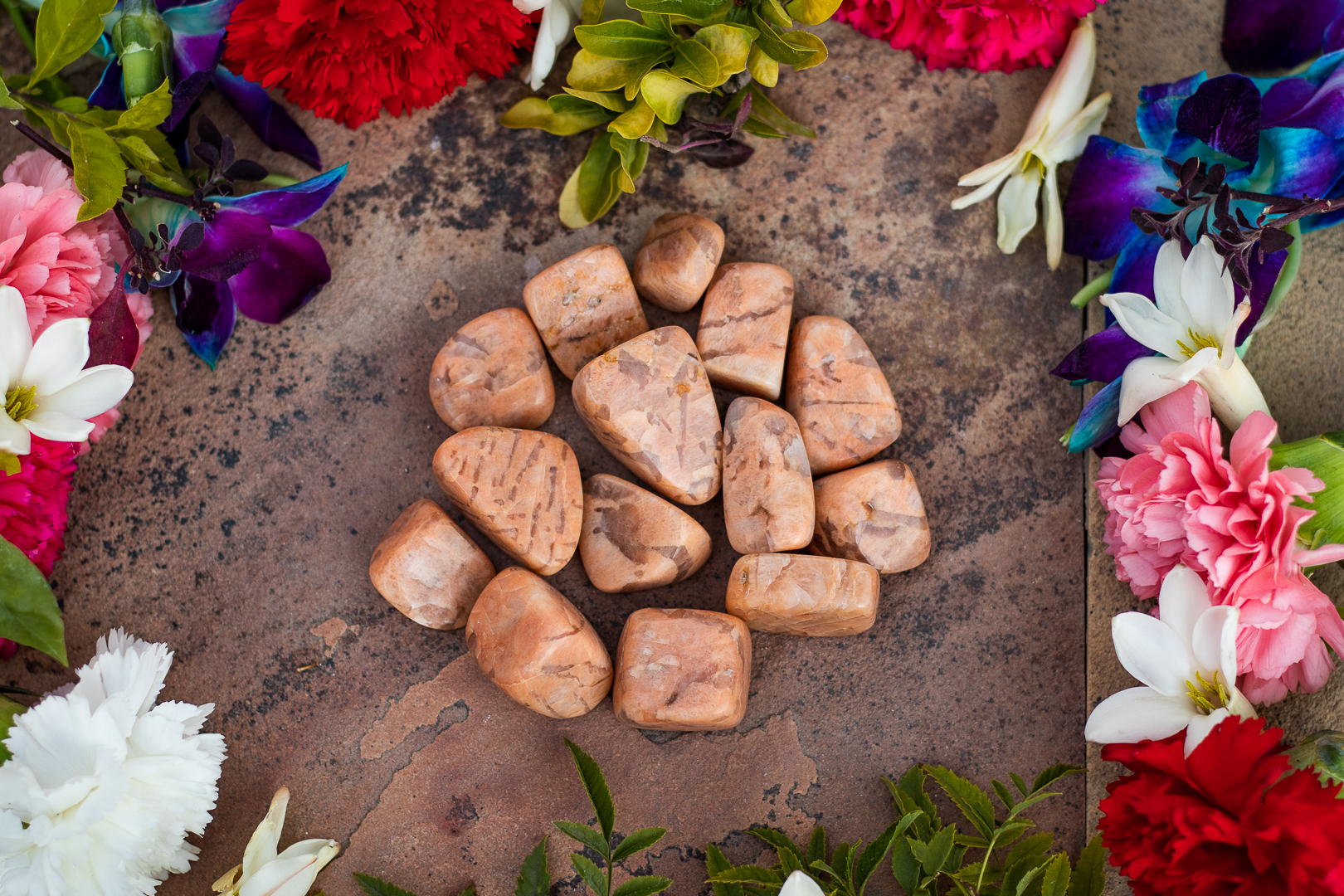 Peach Moonstone Stone Tumbles Pack of 100 Grams