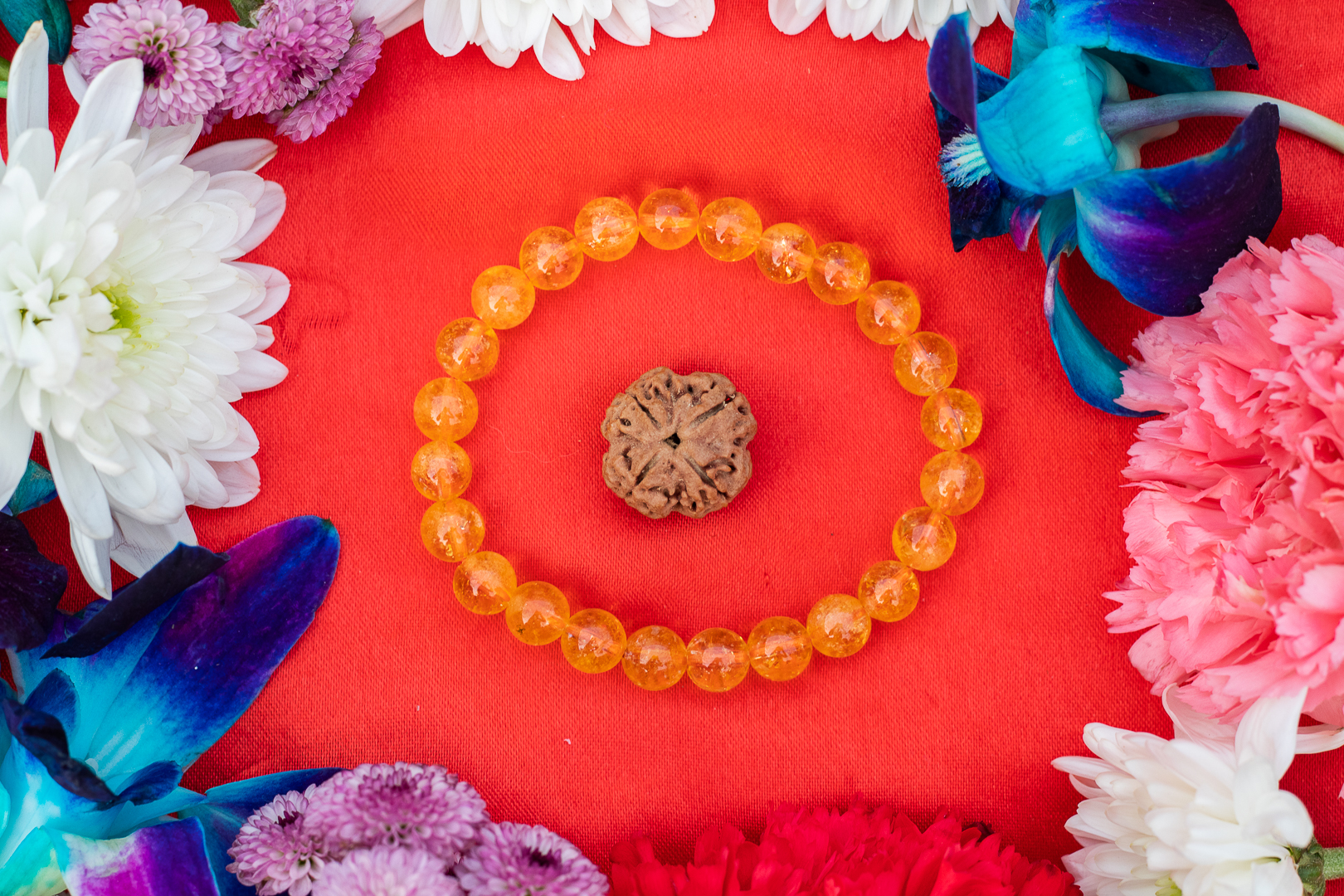 4 Mukhi Nepali Rudraksh Yellow Citrine Bracelet For Education Concentration