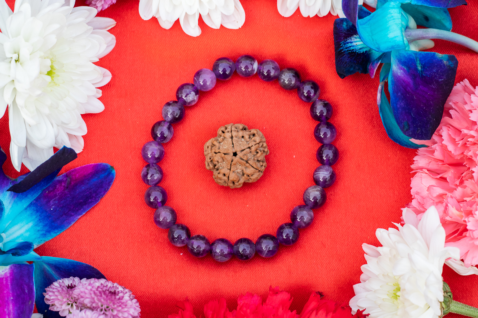 5 Mukhi Nepali Rudraksh Amethyst Stone Bracelet For Good Health