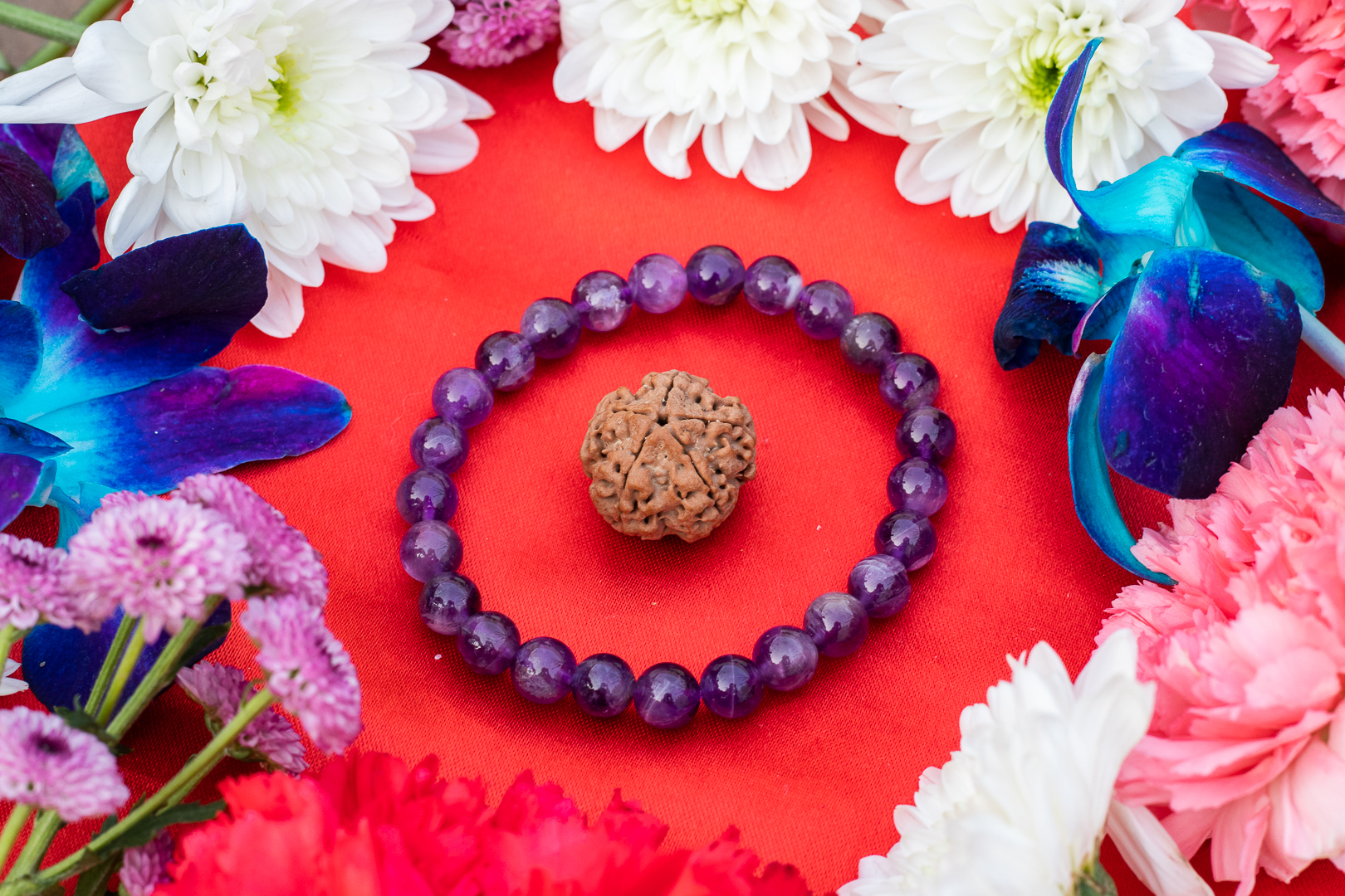 5 Mukhi Nepali Rudraksh Amethyst Stone Bracelet For Good Health