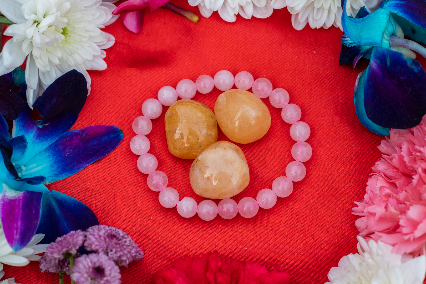Yellow Jasper Tumbles Rose Quartz Bracelet For Marriage