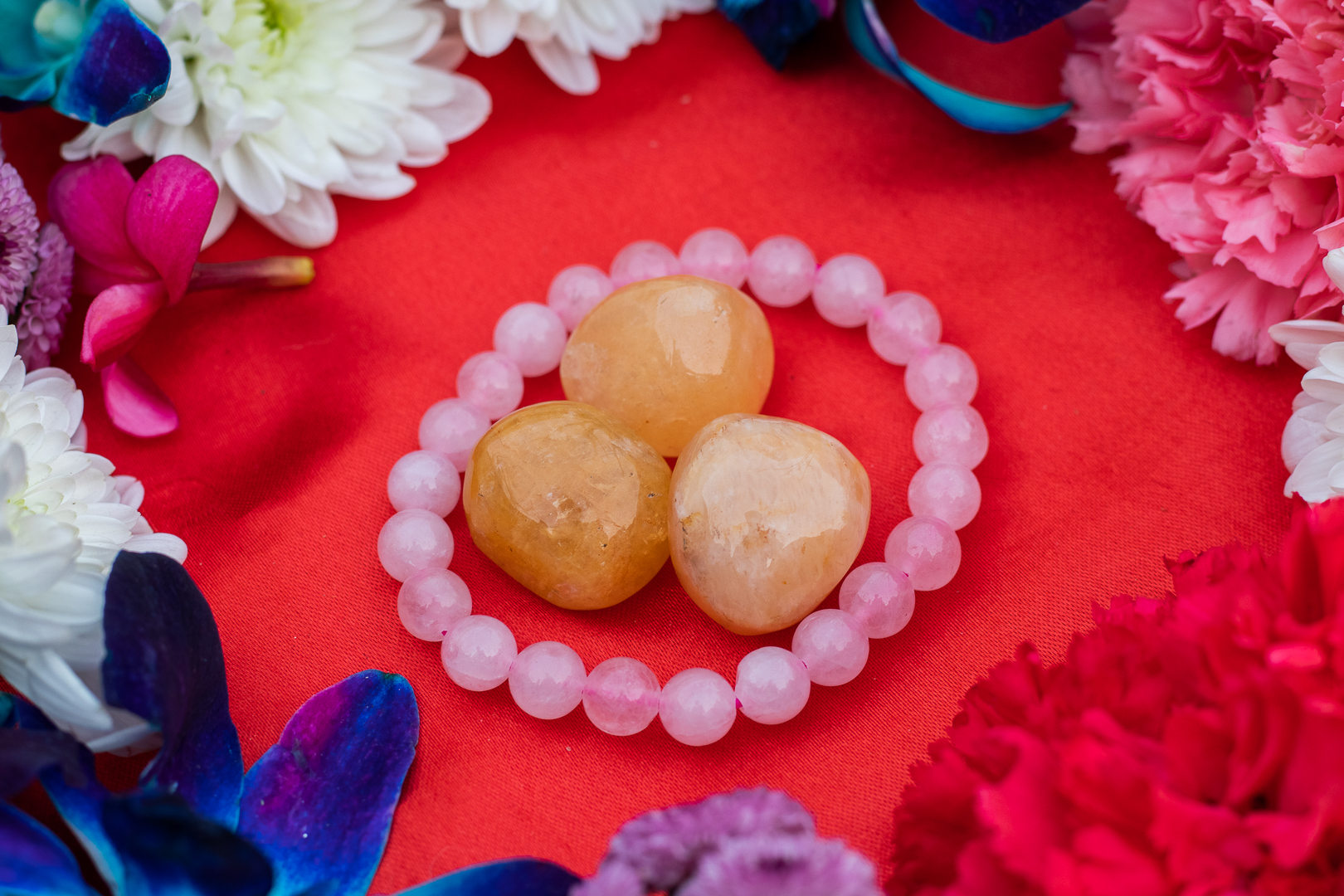 Yellow Jasper Tumbles Rose Quartz Bracelet For Marriage