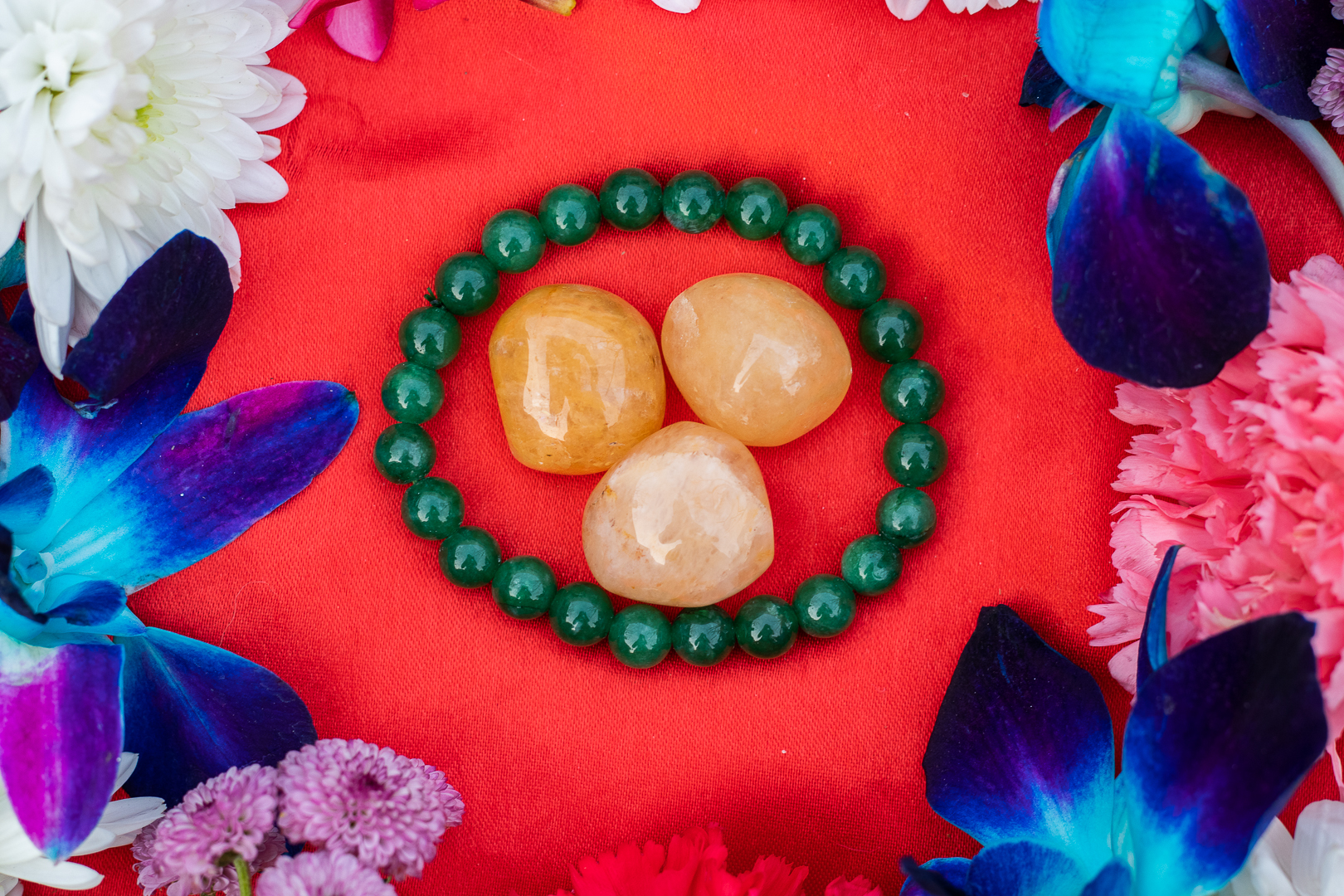 Yellow Jasper Tumbles Green Aventurine Bracelet For Education Concentration